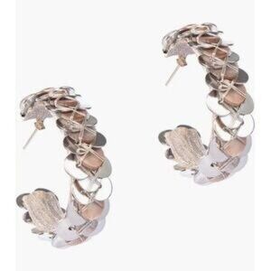 NWT Deepa Gurnani Acacia Hoop Earrings Smooth‎ Discs Beads Crystals Mother Pearl